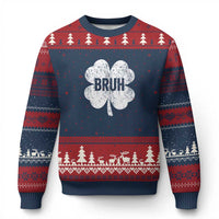 Funny St Patricks Day Bruh Ugly Christmas Sweater Lucky Shamrock Vintage - Wonder Print Shop