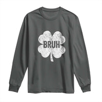 Funny St Patricks Day Bruh Long Sleeve Shirt Lucky Shamrock Vintage