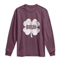 Funny St Patricks Day Bruh Long Sleeve Shirt Lucky Shamrock Vintage