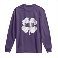 Funny St Patricks Day Bruh Long Sleeve Shirt Lucky Shamrock Vintage