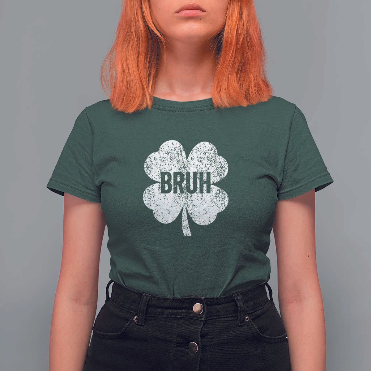 Funny St Patricks Day Bruh T Shirt For Women Lucky Shamrock Vintage