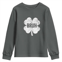 Funny St Patricks Day Bruh Youth Sweatshirt Lucky Shamrock Vintage