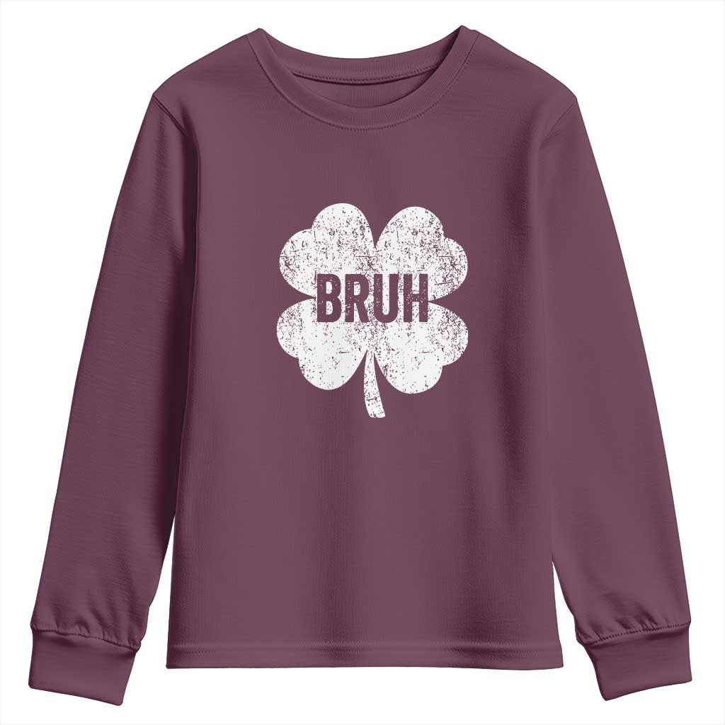 Funny St Patricks Day Bruh Youth Sweatshirt Lucky Shamrock Vintage