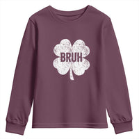 Funny St Patricks Day Bruh Youth Sweatshirt Lucky Shamrock Vintage