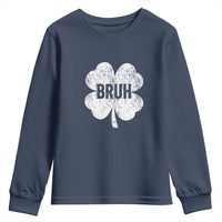 Funny St Patricks Day Bruh Youth Sweatshirt Lucky Shamrock Vintage