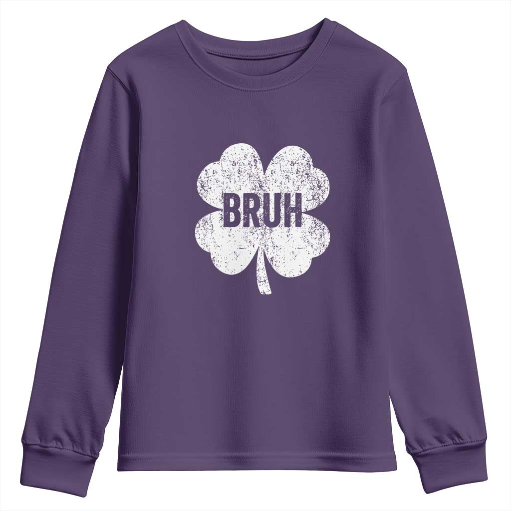 Funny St Patricks Day Bruh Youth Sweatshirt Lucky Shamrock Vintage