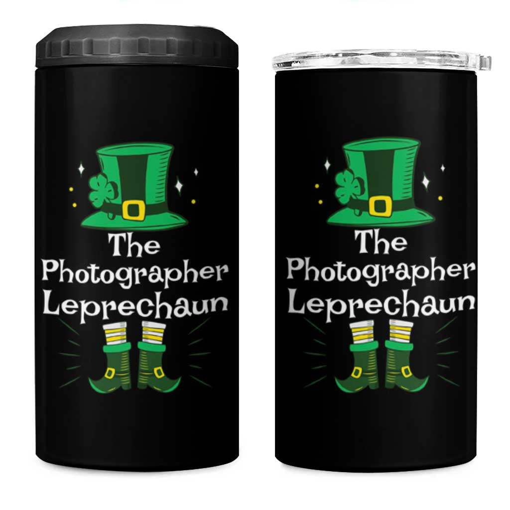 The Photographer Leprechaun Matching Group 4 in 1 Can Cooler Tumbler Festive St Patricks Day Squad Photographers