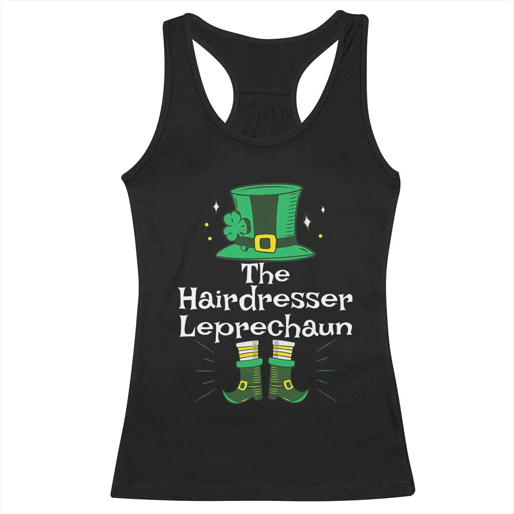 The Hairdresser Leprechaun Matching Group Racerback Tank Top Festive St Patricks Day Squad Hairdressers