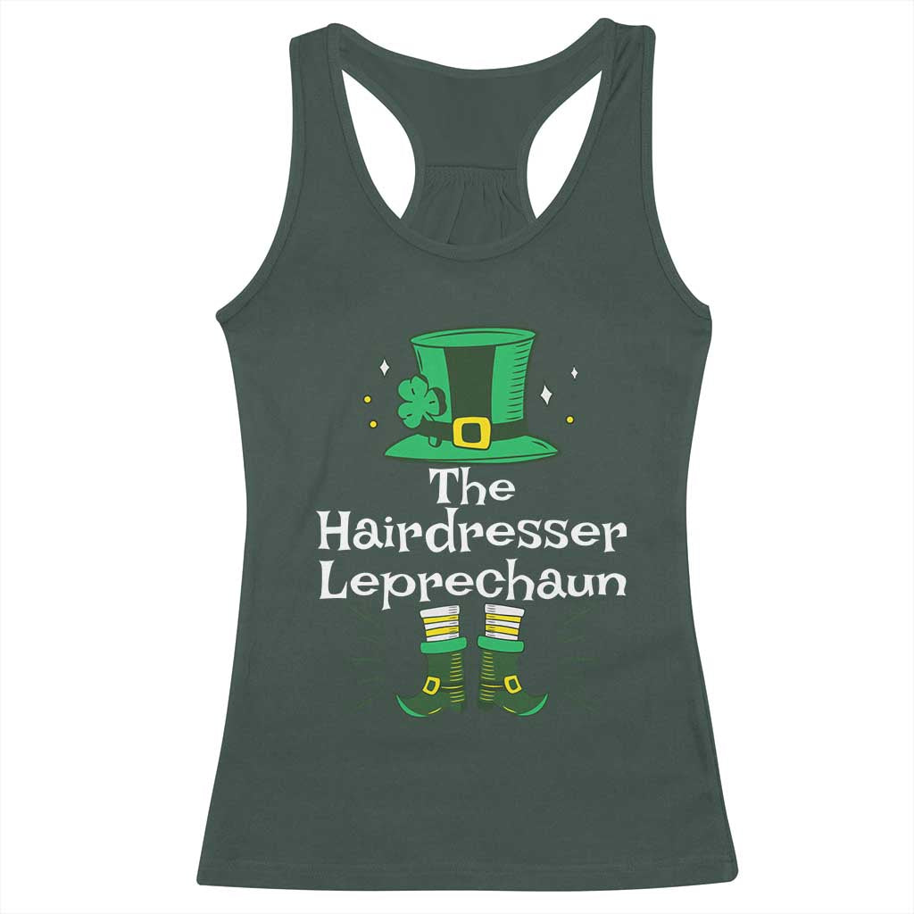 The Hairdresser Leprechaun Matching Group Racerback Tank Top Festive St Patricks Day Squad Hairdressers