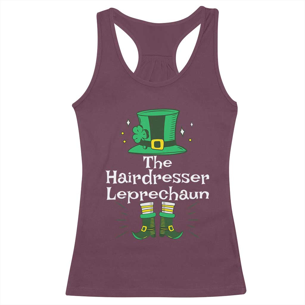 The Hairdresser Leprechaun Matching Group Racerback Tank Top Festive St Patricks Day Squad Hairdressers