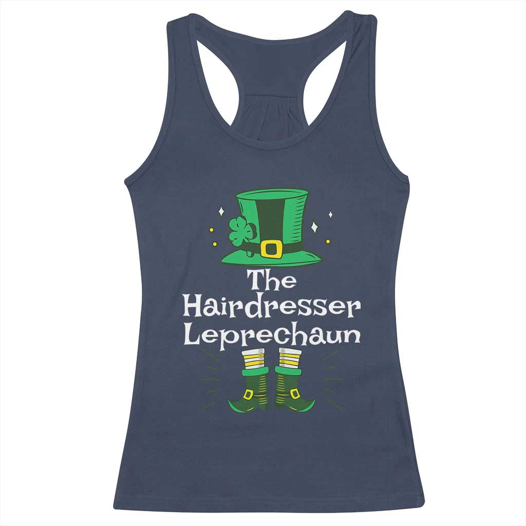 The Hairdresser Leprechaun Matching Group Racerback Tank Top Festive St Patricks Day Squad Hairdressers