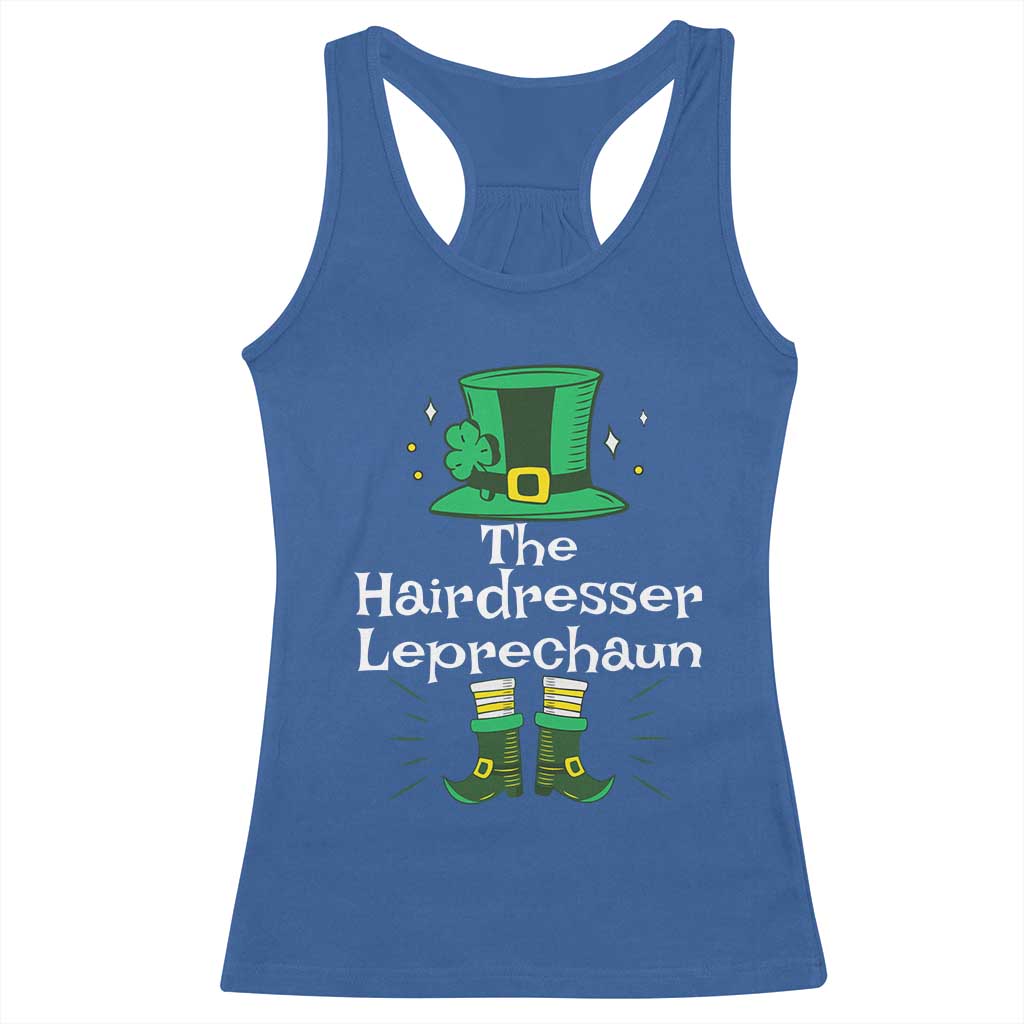 The Hairdresser Leprechaun Matching Group Racerback Tank Top Festive St Patricks Day Squad Hairdressers
