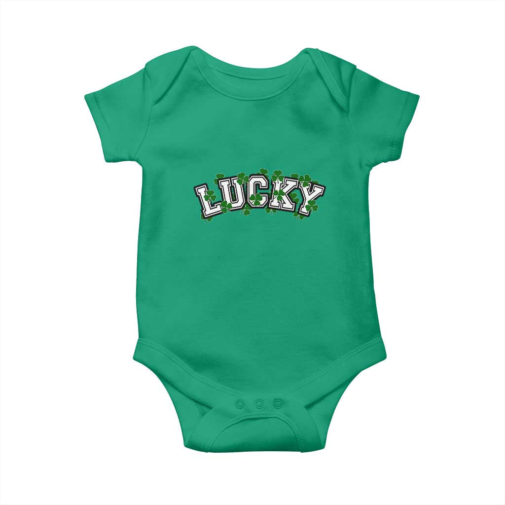 St Patricks Day Lucky Shamrock Baby Onesie Vintage Minimalist