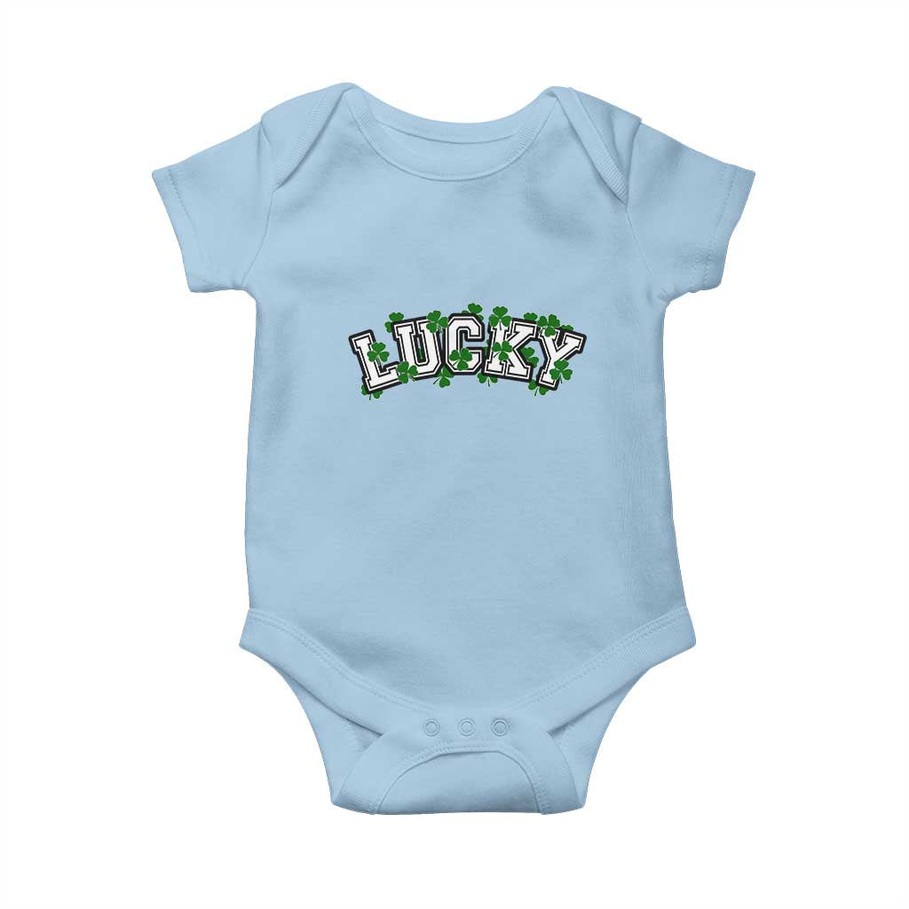 St Patricks Day Lucky Shamrock Baby Onesie Vintage Minimalist
