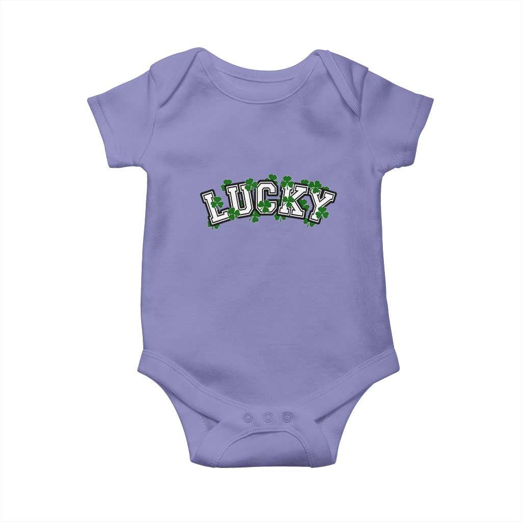 St Patricks Day Lucky Shamrock Baby Onesie Vintage Minimalist