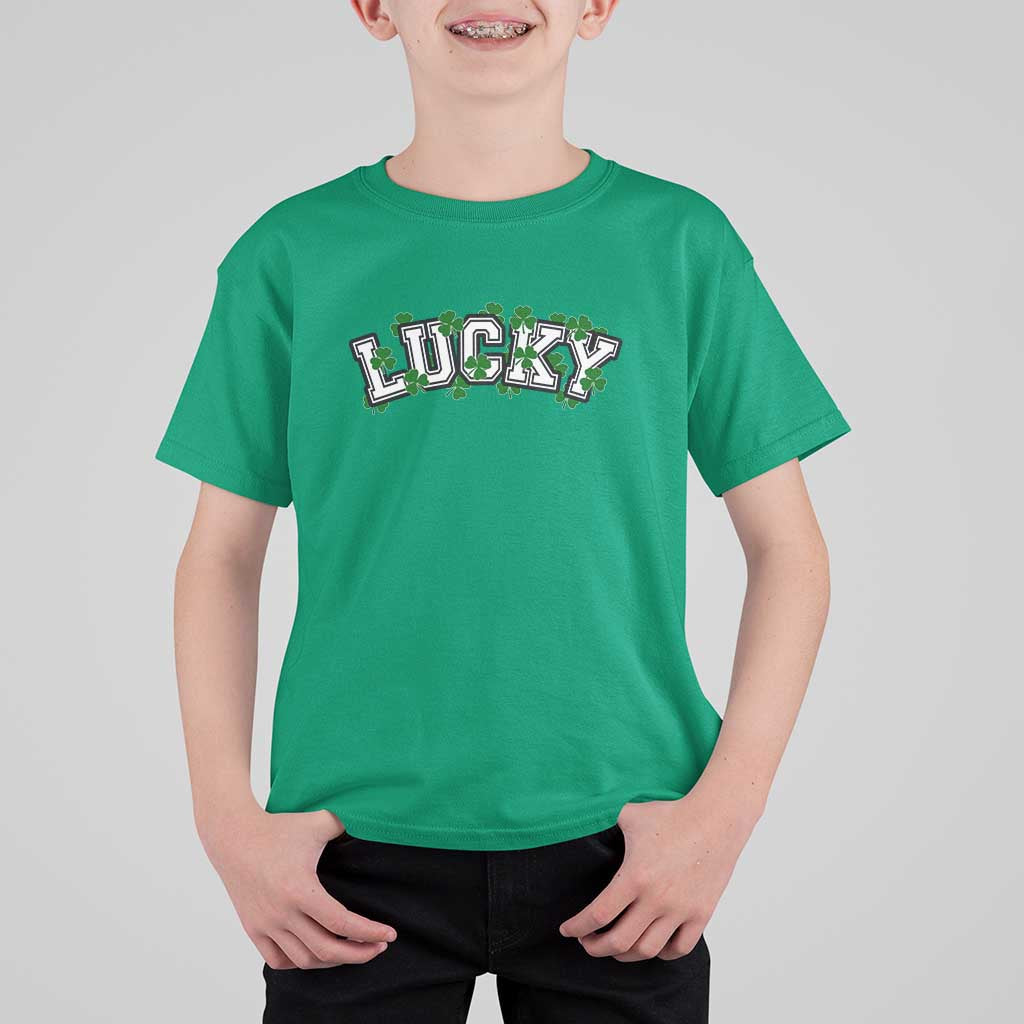 St Patricks Day Lucky Shamrock T Shirt For Kid Vintage Minimalist