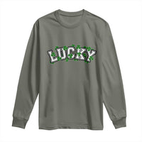 St Patricks Day Lucky Shamrock Long Sleeve Shirt Vintage Minimalist
