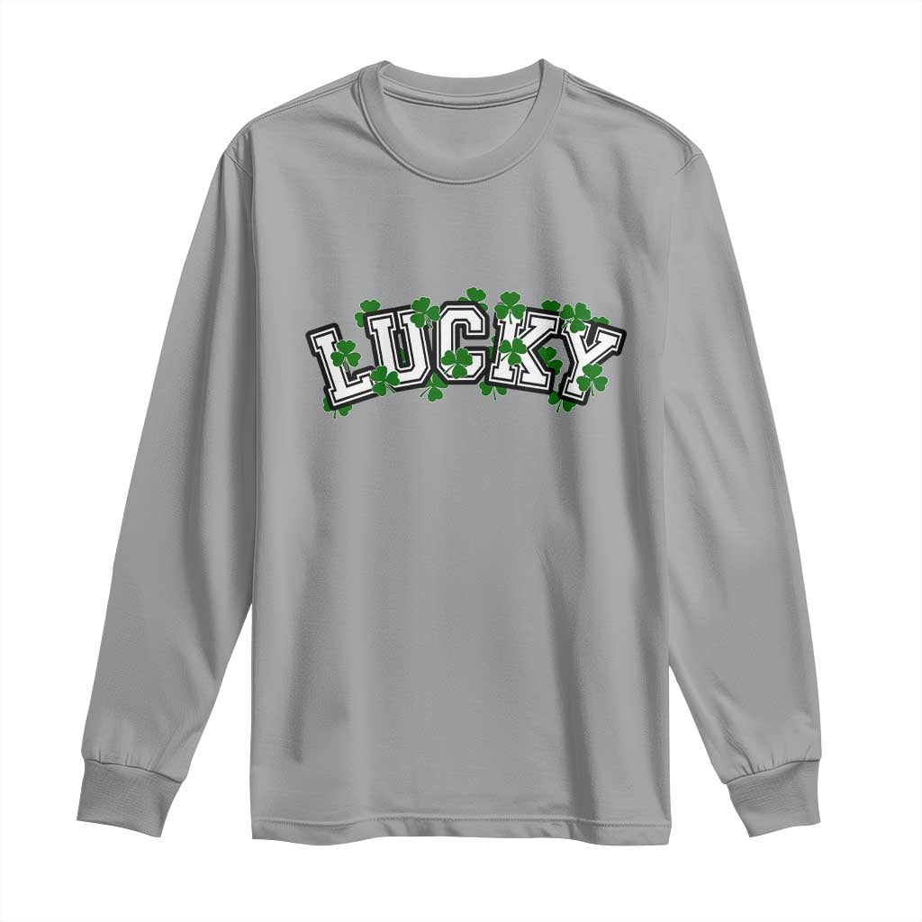 St Patricks Day Lucky Shamrock Long Sleeve Shirt Vintage Minimalist