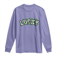St Patricks Day Lucky Shamrock Long Sleeve Shirt Vintage Minimalist