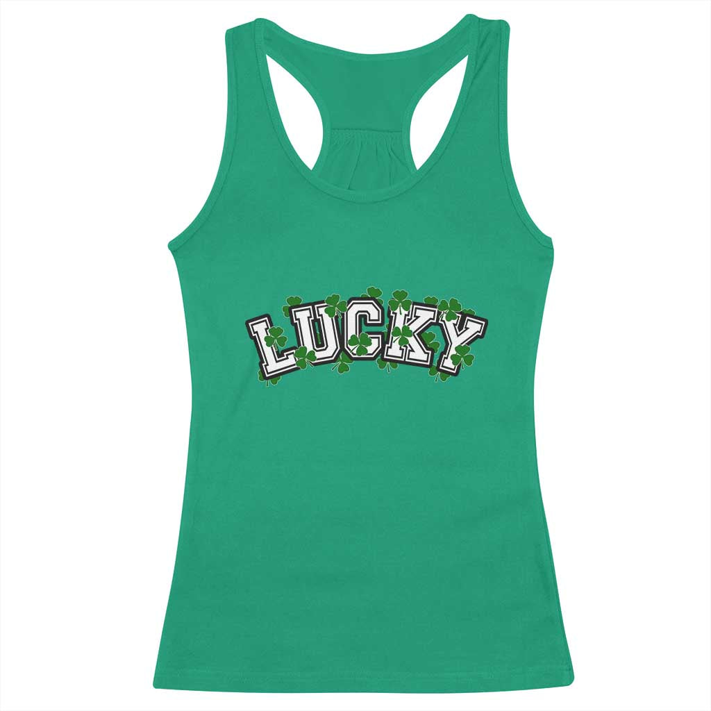 St Patricks Day Lucky Shamrock Racerback Tank Top Vintage Minimalist