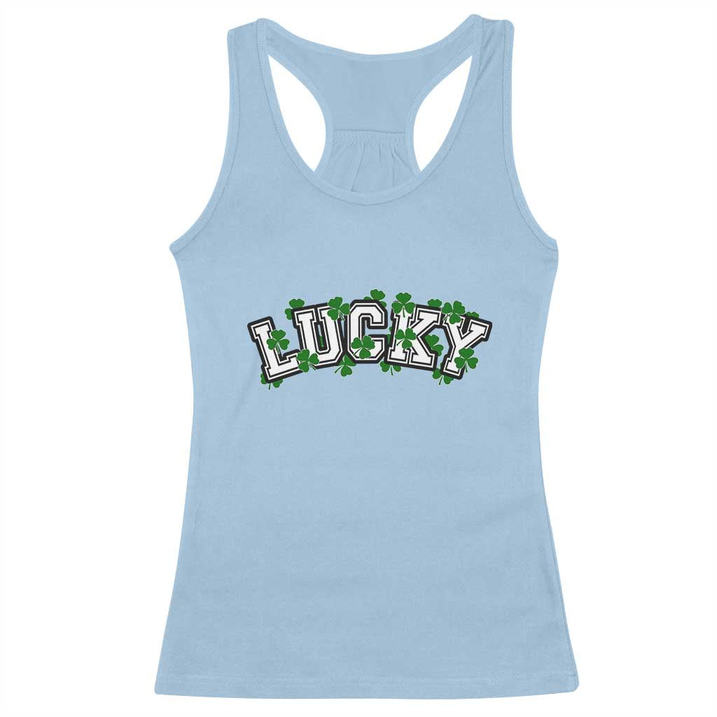 St Patricks Day Lucky Shamrock Racerback Tank Top Vintage Minimalist
