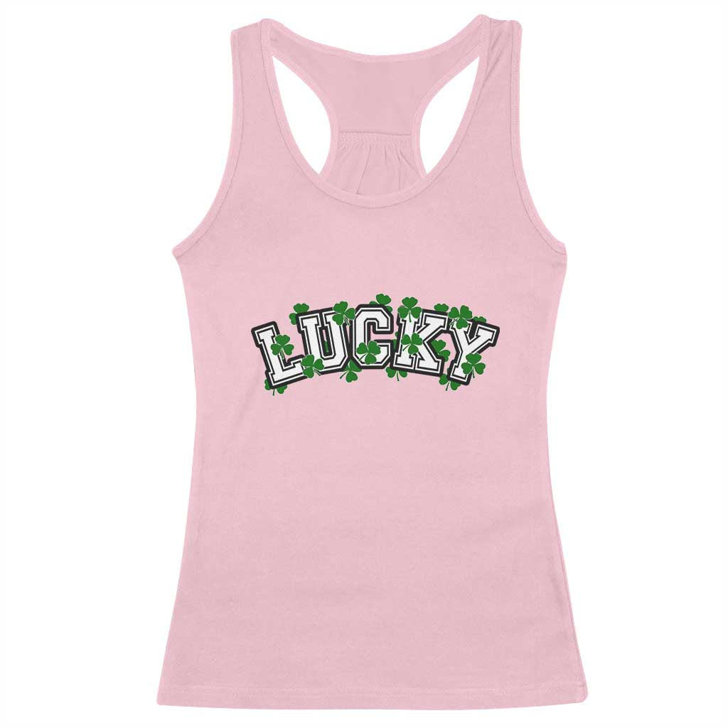 St Patricks Day Lucky Shamrock Racerback Tank Top Vintage Minimalist