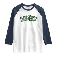 St Patricks Day Lucky Shamrock Raglan Shirt Vintage Minimalist
