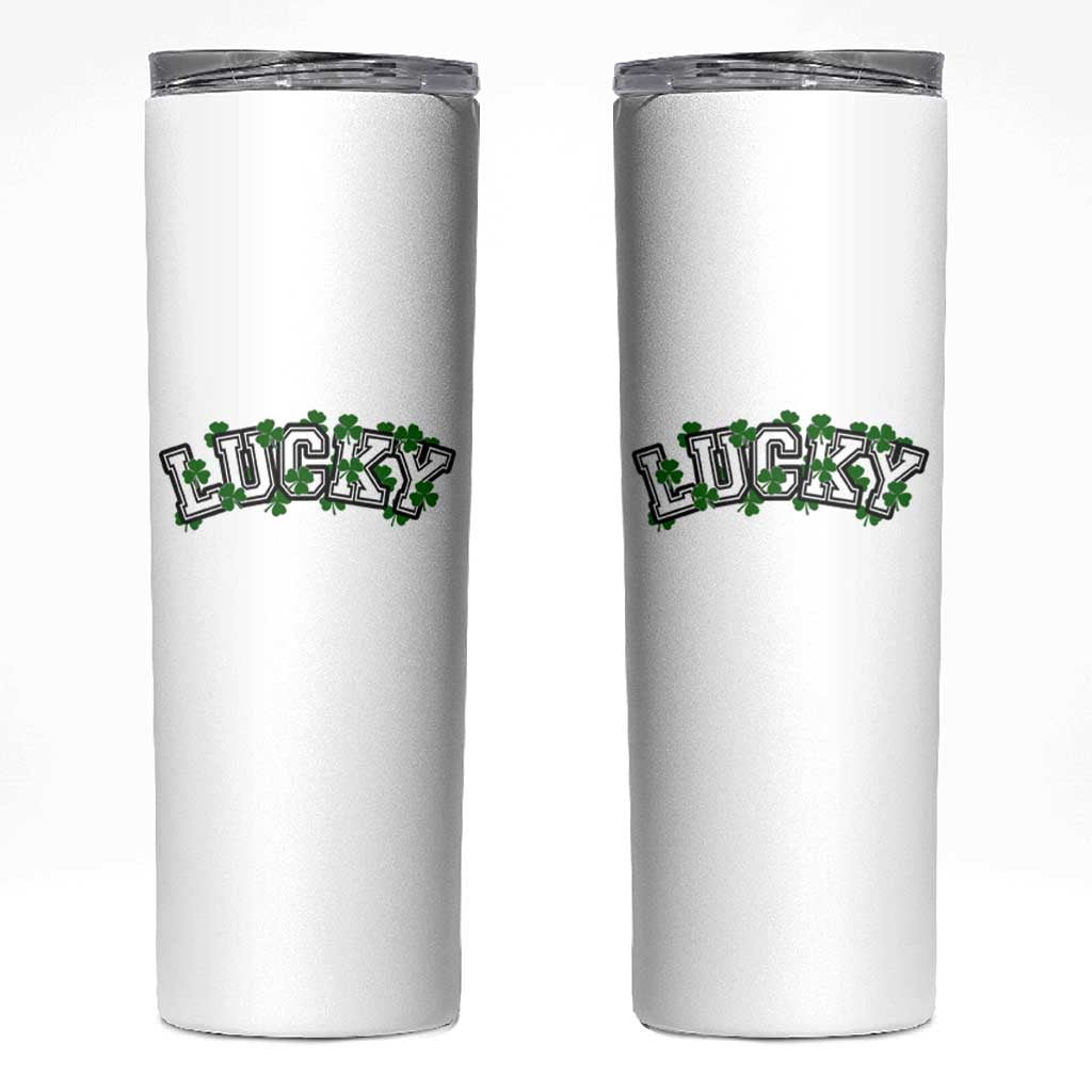 St Patricks Day Lucky Shamrock Skinny Tumbler Vintage Minimalist