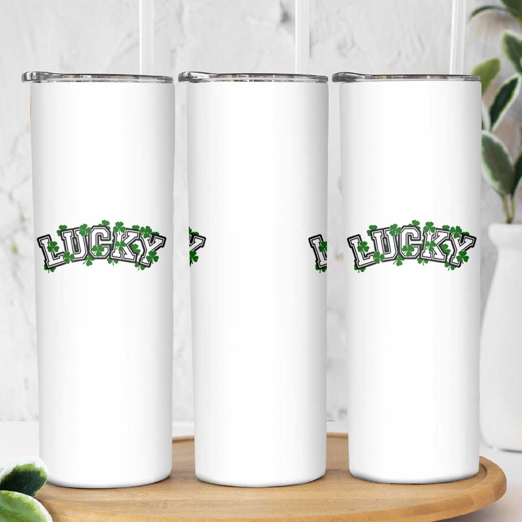 St Patricks Day Lucky Shamrock Skinny Tumbler Vintage Minimalist