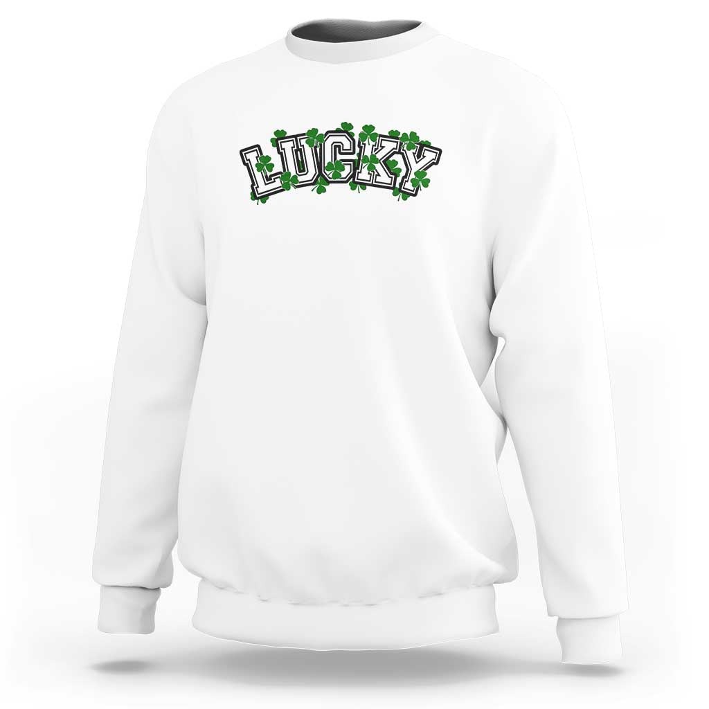 St Patricks Day Lucky Shamrock Sweatshirt Vintage Minimalist
