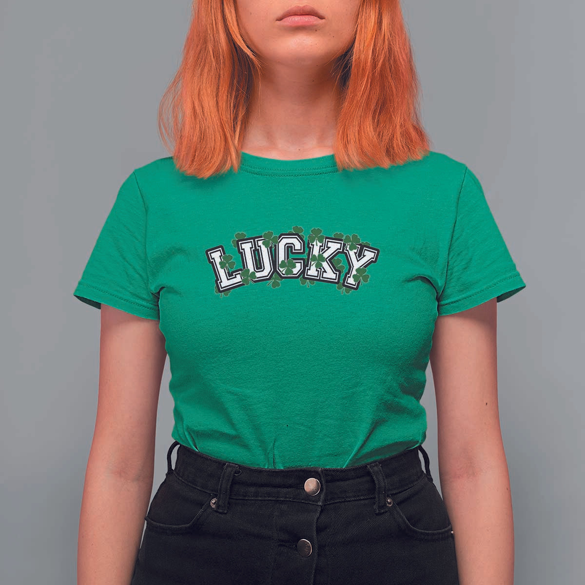 St Patricks Day Lucky Shamrock T Shirt For Women Vintage Minimalist