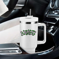St Patricks Day Lucky Shamrock Tumbler With Handle Vintage Minimalist