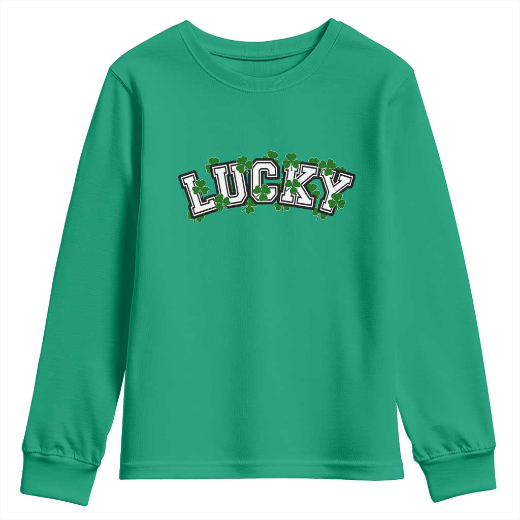 St Patricks Day Lucky Shamrock Youth Sweatshirt Vintage Minimalist