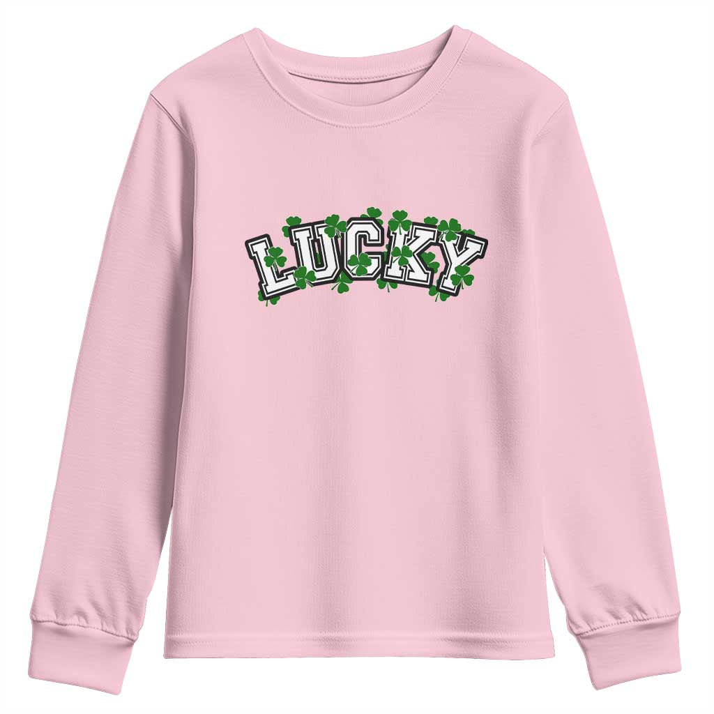 St Patricks Day Lucky Shamrock Youth Sweatshirt Vintage Minimalist