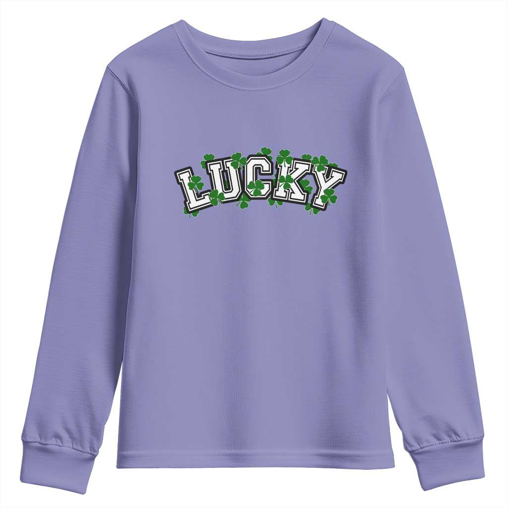 St Patricks Day Lucky Shamrock Youth Sweatshirt Vintage Minimalist