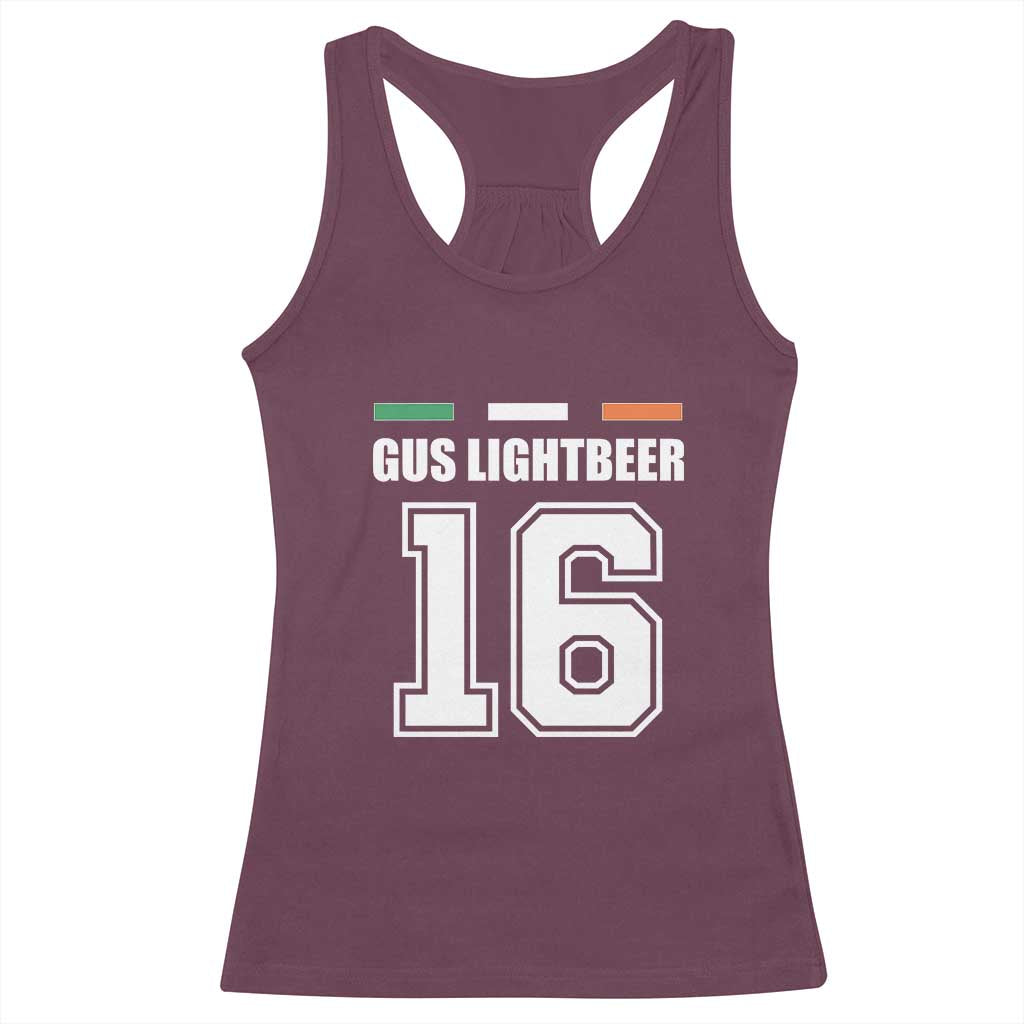 Funny Gus Lightbeer 16 Racerback Tank Top Ireland Irish Name St. Patricks Day Drinking Pub