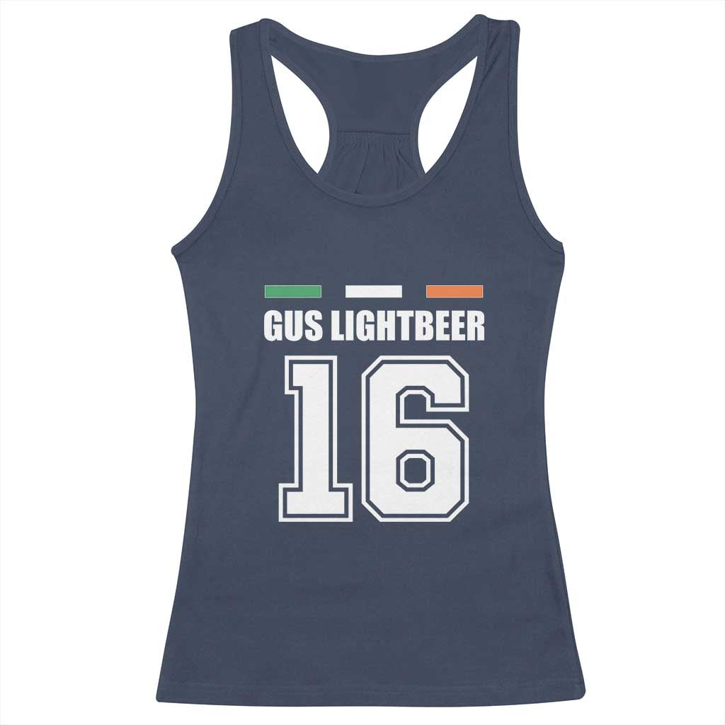 Funny Gus Lightbeer 16 Racerback Tank Top Ireland Irish Name St. Patricks Day Drinking Pub