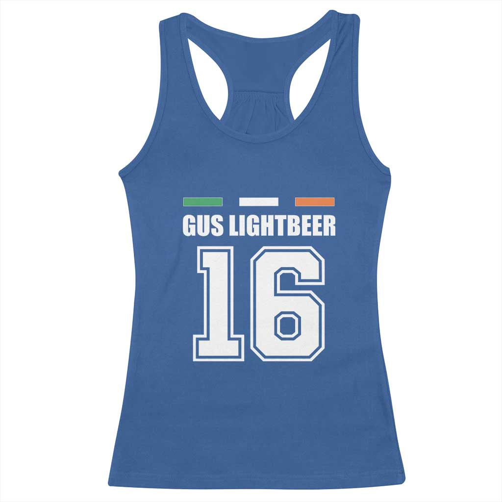 Funny Gus Lightbeer 16 Racerback Tank Top Ireland Irish Name St. Patricks Day Drinking Pub