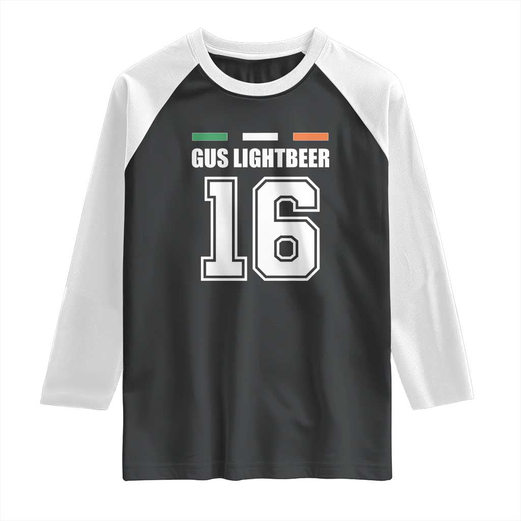 Funny Gus Lightbeer 16 Raglan Shirt Ireland Irish Name St. Patricks Day Drinking Pub