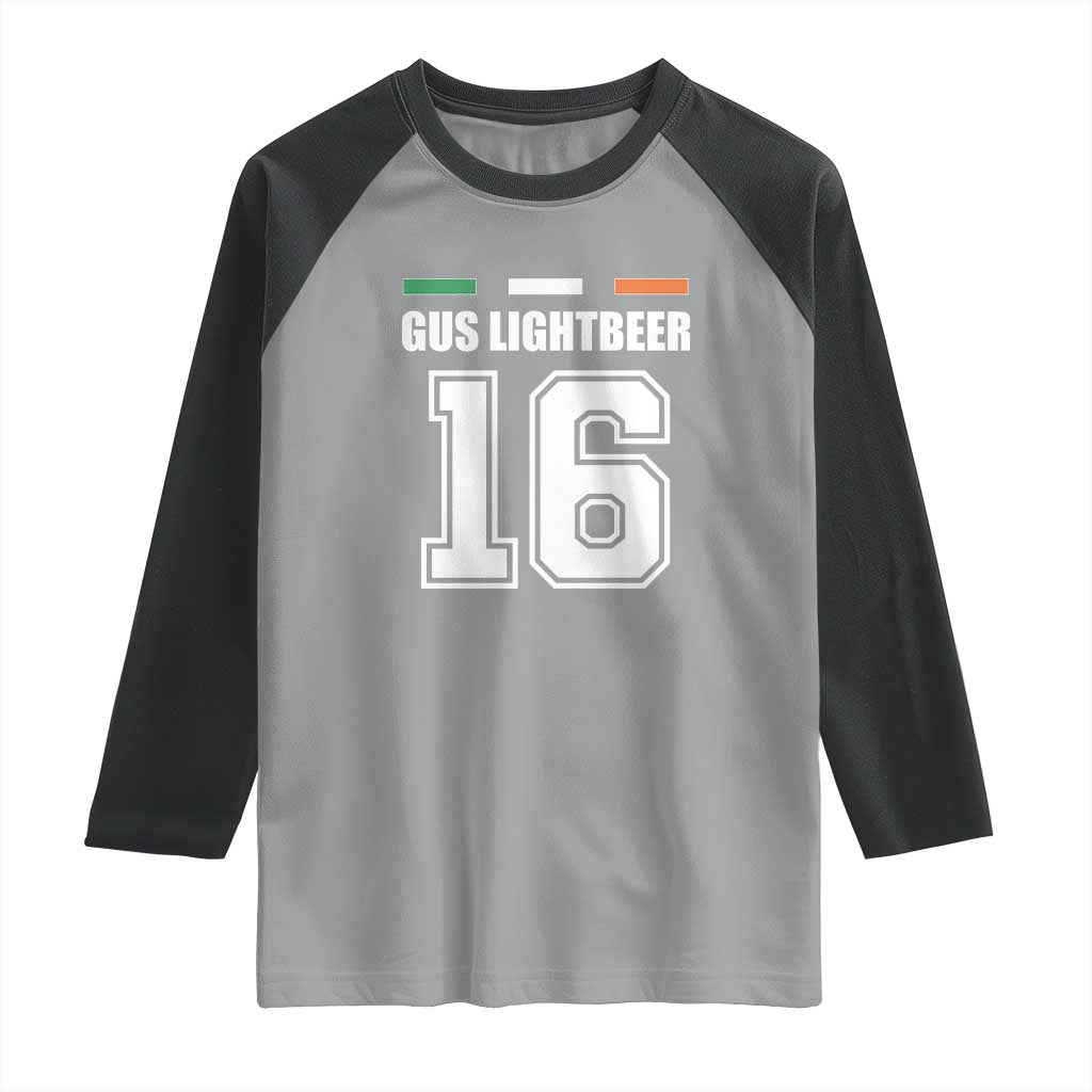 Funny Gus Lightbeer 16 Raglan Shirt Ireland Irish Name St. Patricks Day Drinking Pub
