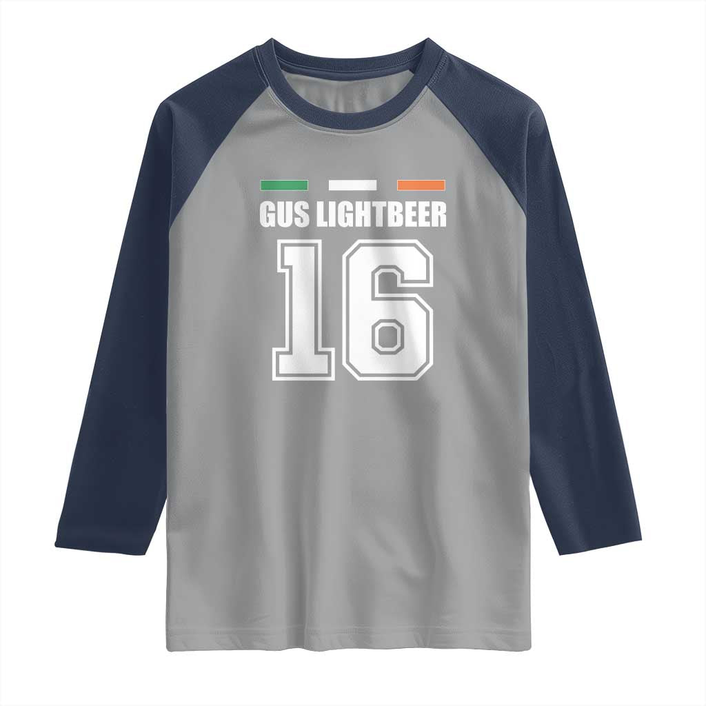 Funny Gus Lightbeer 16 Raglan Shirt Ireland Irish Name St. Patricks Day Drinking Pub