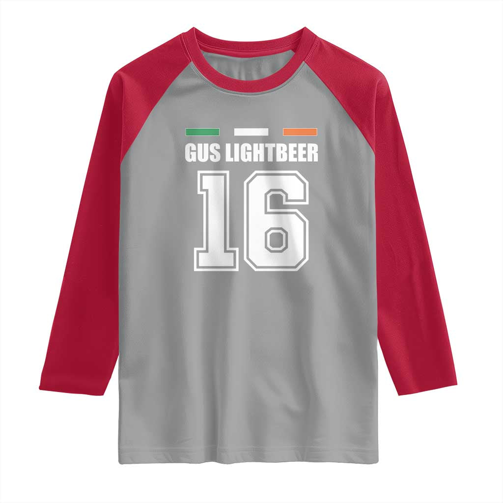 Funny Gus Lightbeer 16 Raglan Shirt Ireland Irish Name St. Patricks Day Drinking Pub