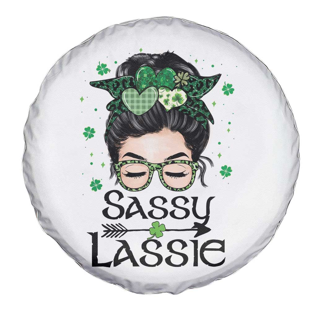 Lucky Sassy Lassie Messy Bun Spare Tire Cover Funny St Patricks Day