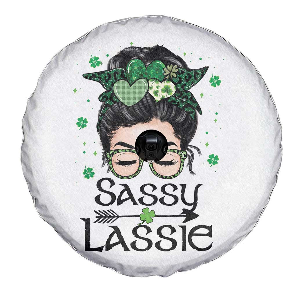 Lucky Sassy Lassie Messy Bun Spare Tire Cover Funny St Patricks Day