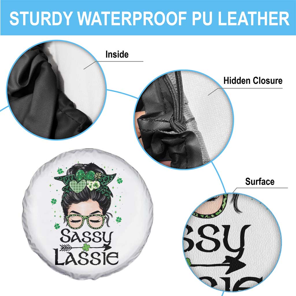 Lucky Sassy Lassie Messy Bun Spare Tire Cover Funny St Patricks Day
