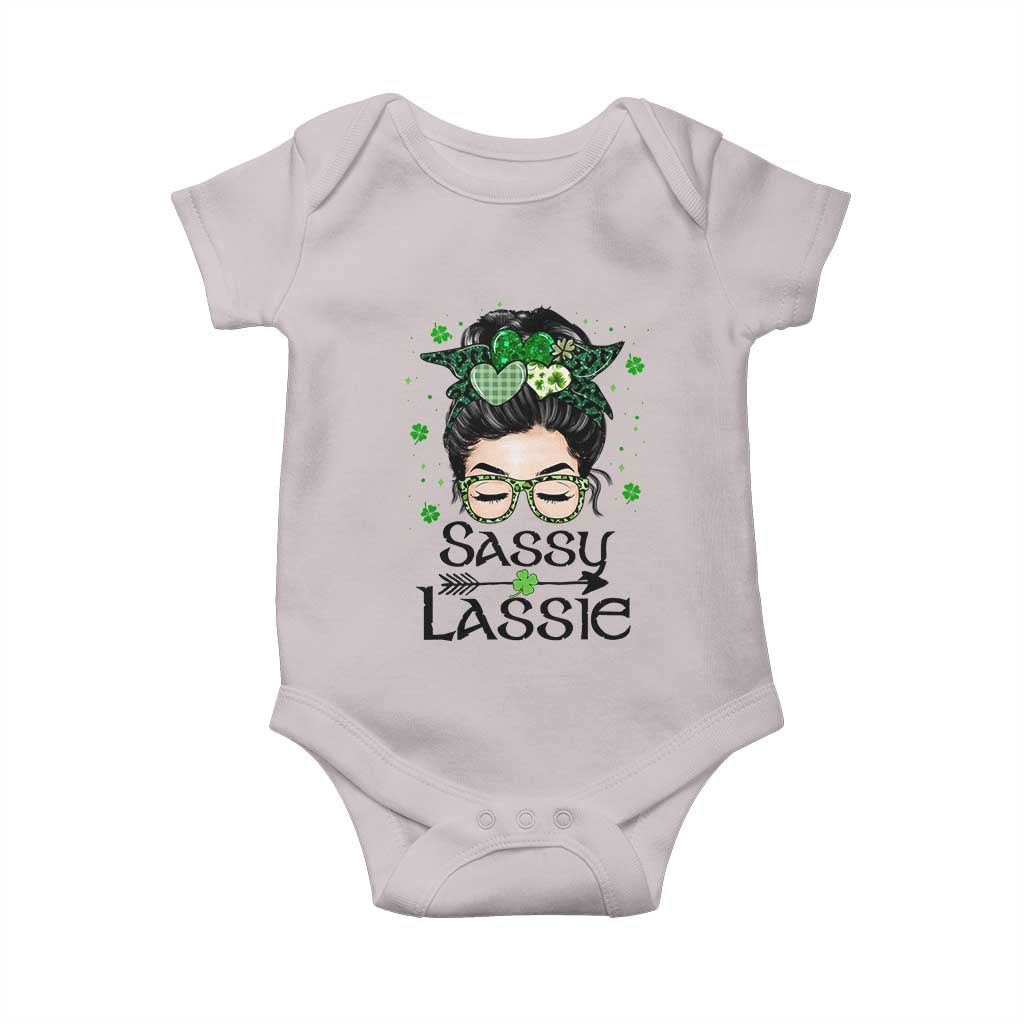 Lucky Sassy Lassie Messy Bun Baby Onesie Funny St Patricks Day