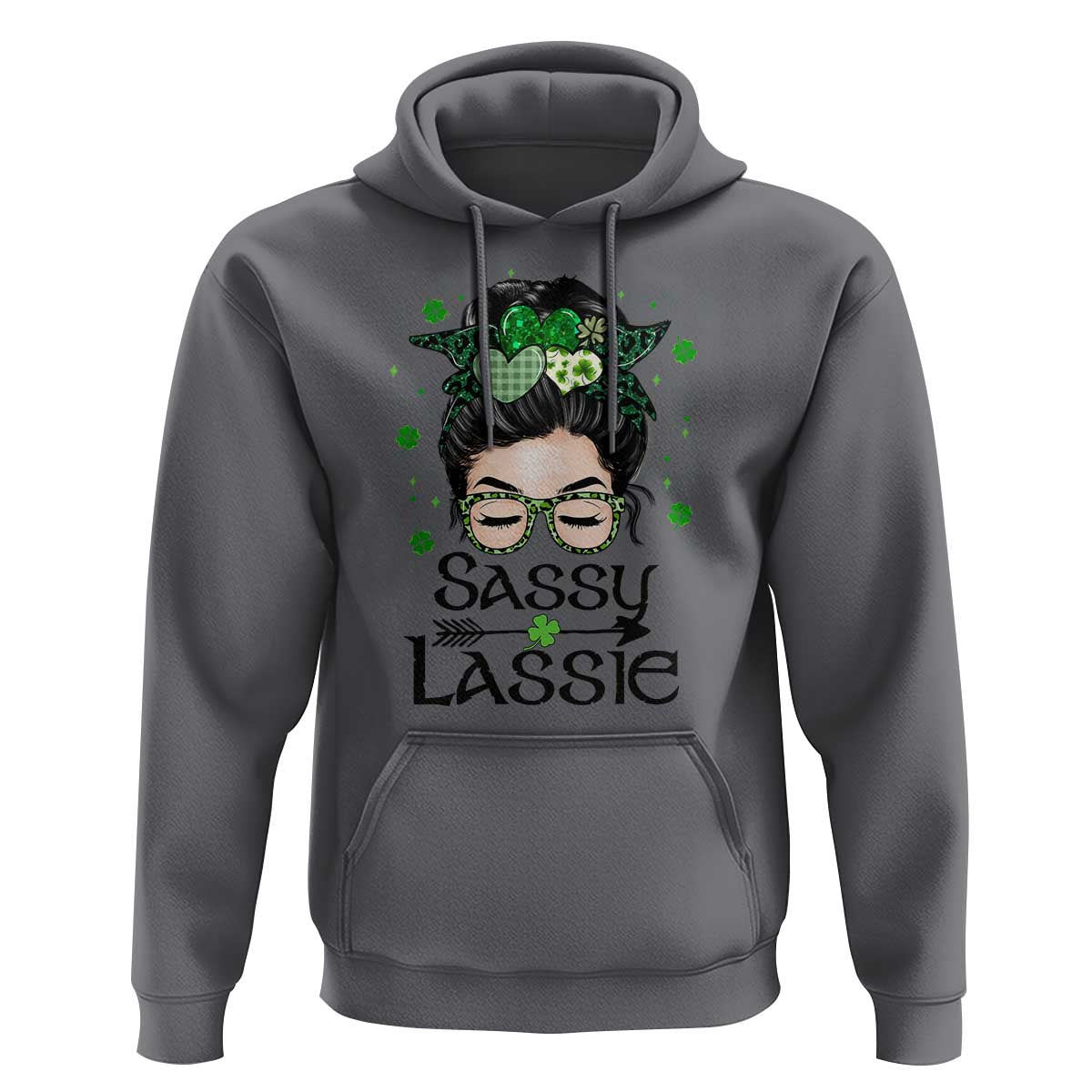 Lucky Sassy Lassie Messy Bun Hoodie Funny St Patricks Day