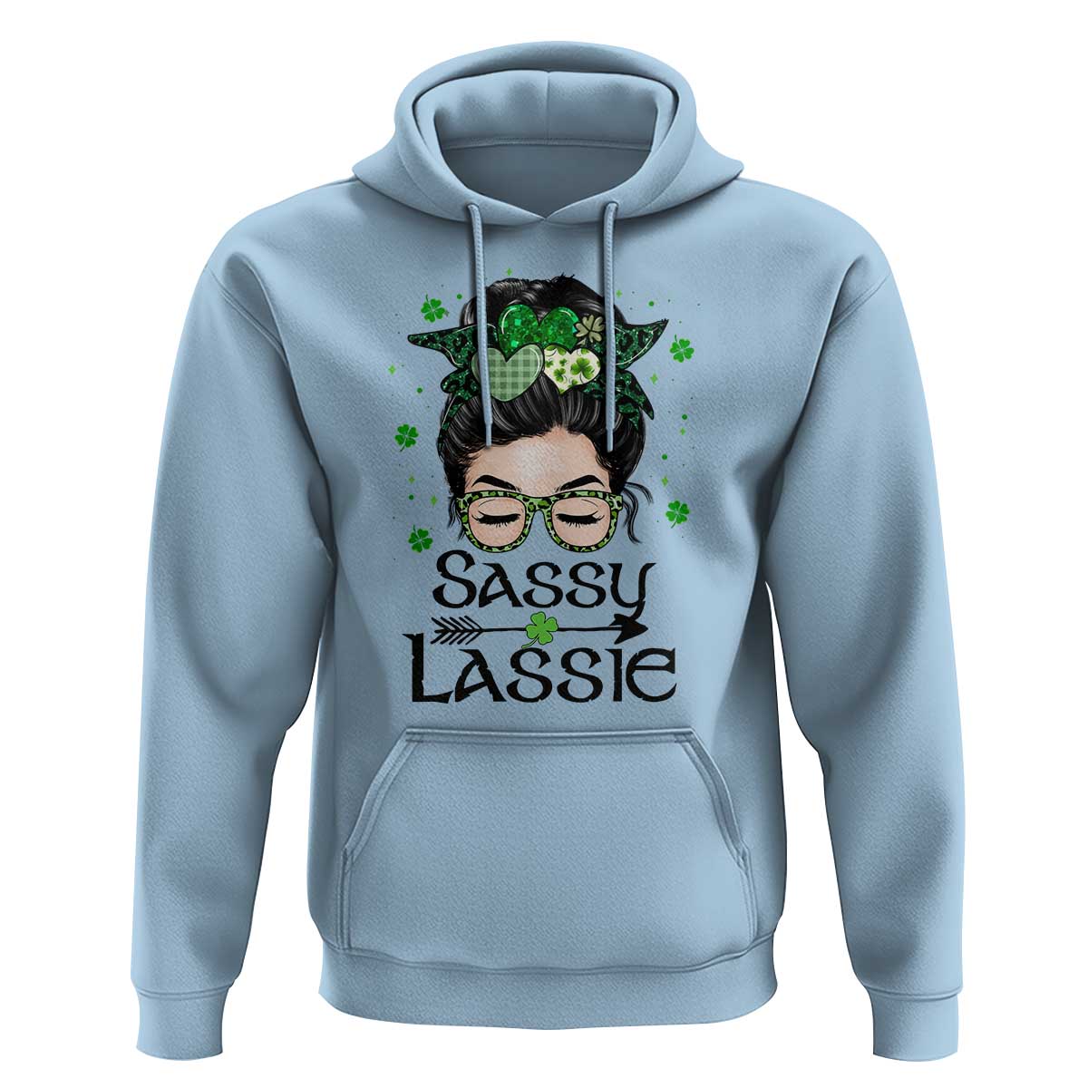 Lucky Sassy Lassie Messy Bun Hoodie Funny St Patricks Day