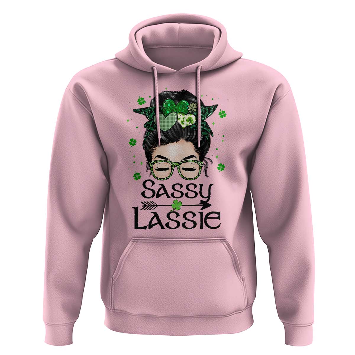 Lucky Sassy Lassie Messy Bun Hoodie Funny St Patricks Day