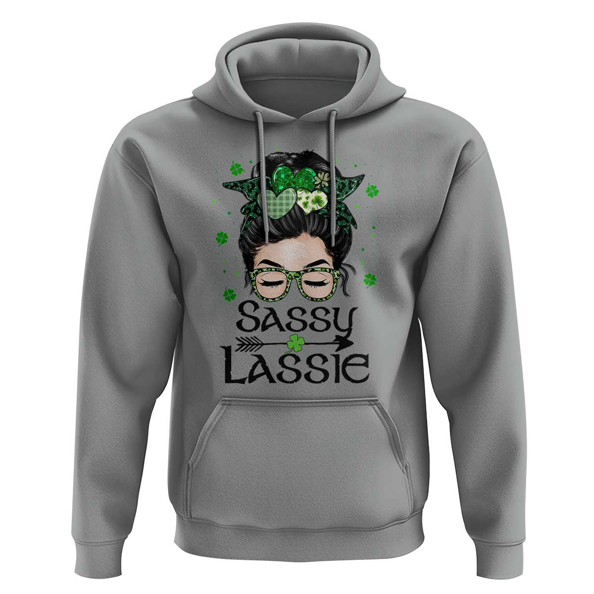 Lucky Sassy Lassie Messy Bun Hoodie Funny St Patricks Day